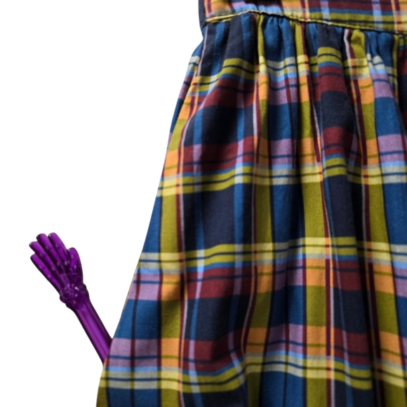 Maeve Anthropologie Jacie Multicolor Plaid Cotton A-Line Midi Skirt Pockets - Picture 7 of 13